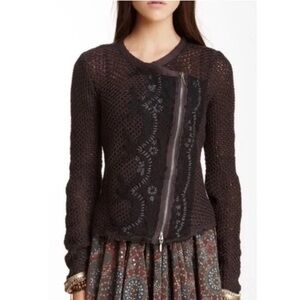 Free People Femme Fatal Knit Moto Cardigan